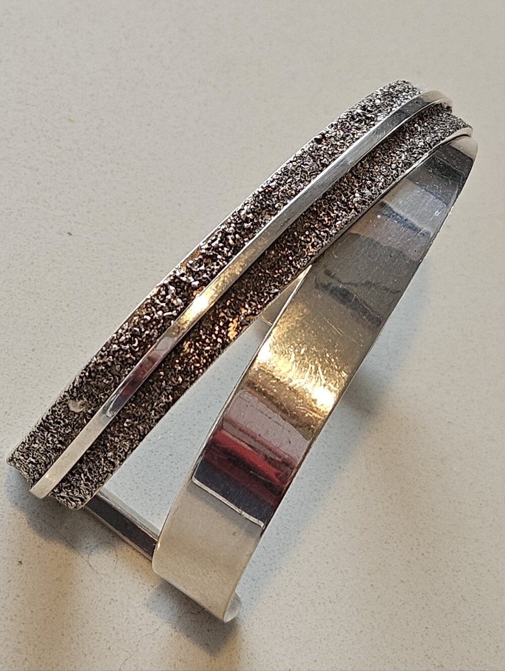 Vintage 1989 Rainstar Navajo Modernist Sterling Silver Cuff Bracelet